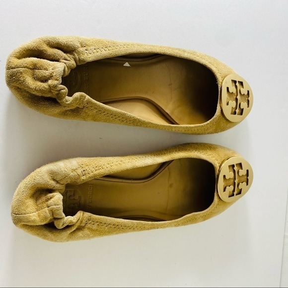 Tory Burch Reva Ballet Suede Flats Tan Size: 6 - Picture 3 of 8